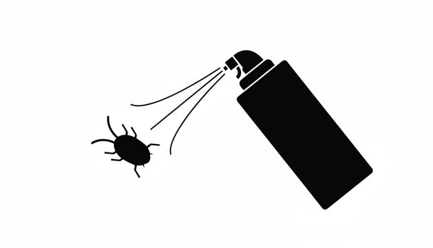 Illustration of black flashlight emitting light beam toward a silhouetted beetle on white background