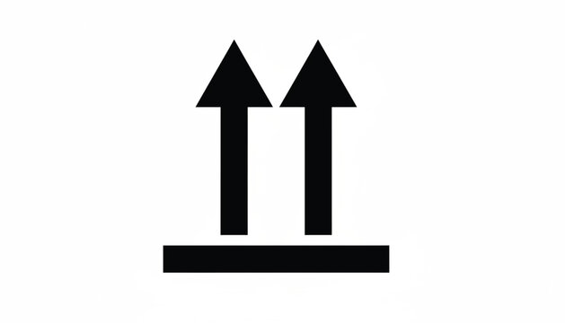 Upload arrow icon with two black upward arrows pointing above a horizontal baseline on white background