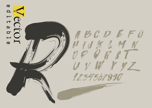 Brush painted Alphabet characters typography, Brush painted number, brush strokes letter R, R Font brush stroke art, drawn R letters Logo, Brushstroke Letter Logo
