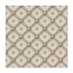 Fototapeta premium Seamless cream quilted diamond pattern with soft fabric pillow texture
