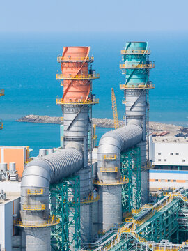 Coastal Natural Gas Power Plant Towers