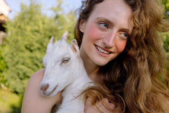 Woman with goat