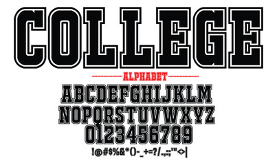 Fototapeta premium College Varsity Alphabet Vector Font Set for Sport Team Apparel and Branding Design