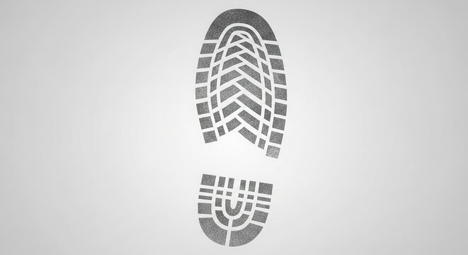 Distinctive grayscale boot tread impression on a minimalist light background for design
