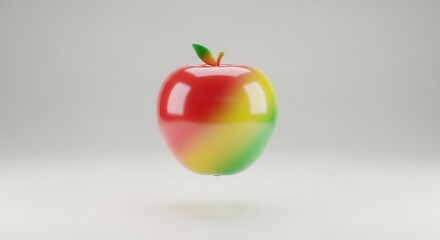 Obraz premium Vibrant gradient apple rendering with glossy finish floating elegantly in a pristine studio setting