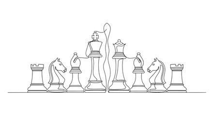 Chess Pieces Line Art © punduh
