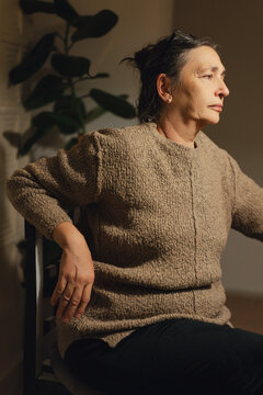 Mature woman profile portrait
