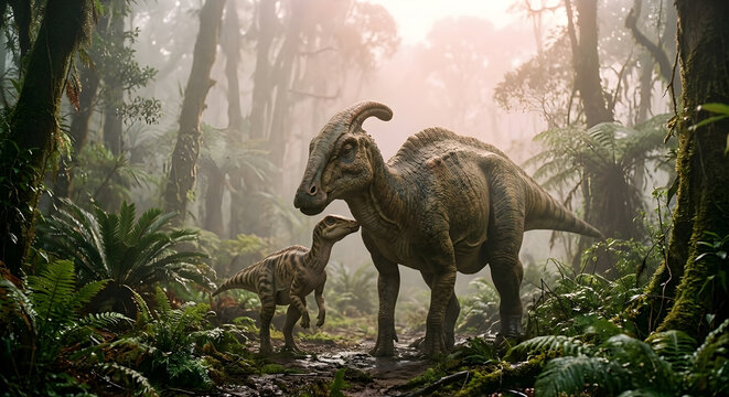 Ad Ready Prehistoric Landscape with Distant Dinosaur Silhouettes