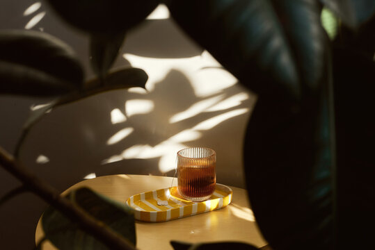 Sunlit moment with a сup of tea 