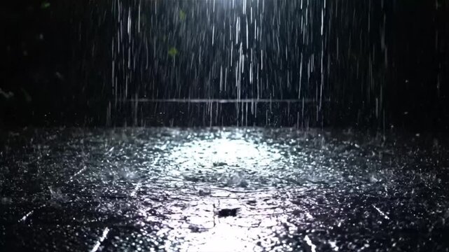 Rainy Night Scene with Fence.