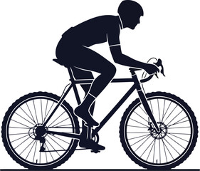 Fototapeta premium man riding bicycle, cyclist silhouette, bike rider, cycling, sports