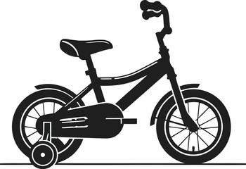 Fototapeta premium Black and white illustration of a kids bicycle with stabilizers