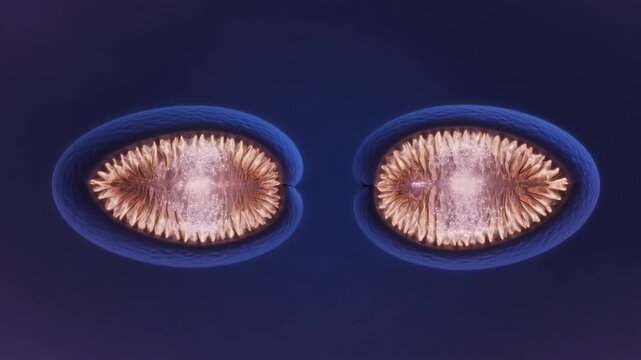 3D Mitochondria Diagram Illustrating Cell Organelle Fission