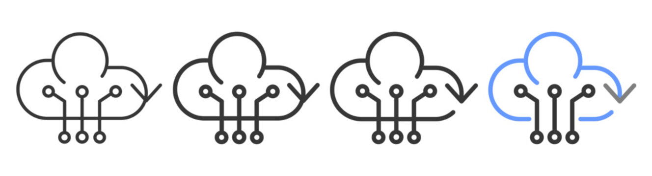 The Ultimate cloud Styles with Variations Line of icon set vector illustration