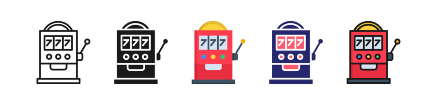 Slot Machine Multiple Style Icon Set Collection. 