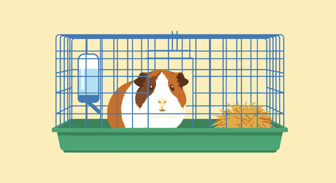 Cavy in cage pet animal.