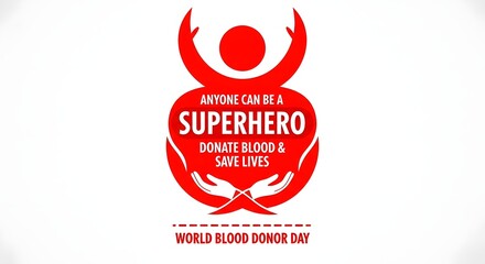 Obraz premium Red superhero logo for world blood donor day on white background