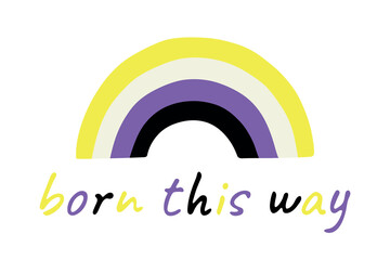 Fototapeta premium Colorful rainbow shape Non-binary pride flag Happy pride day LGBTQIA community Pride Month Vector hand drawn doodle for posters, stickers, logo, cards