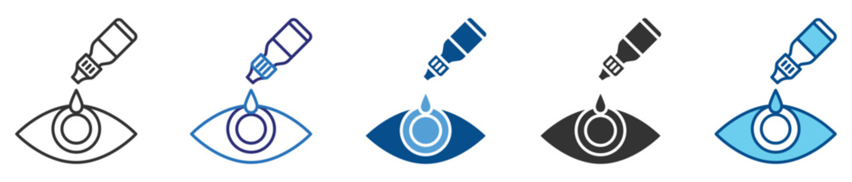 Eye drops icon set multiple style collection