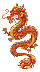 Fototapeta premium Majestic red Chinese dragon vector illustration in traditional cartoon style