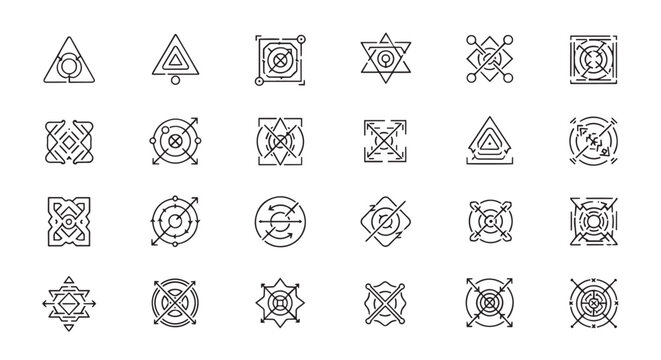 DeFi Ecosystem and Blockchain Finance Sacred Geometry Icons