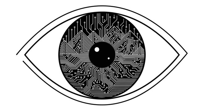 Closeup of a robotic eye.