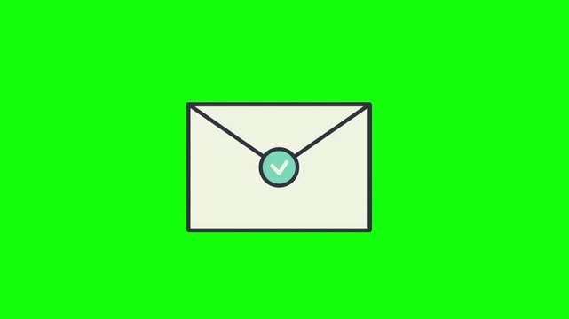 Email Marketing Animation with Stack of Envelopes on Green Screen Looping