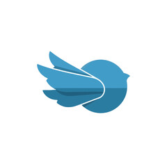 Obraz premium Blue bird logo, abstract, minimalist, flying, social media icon