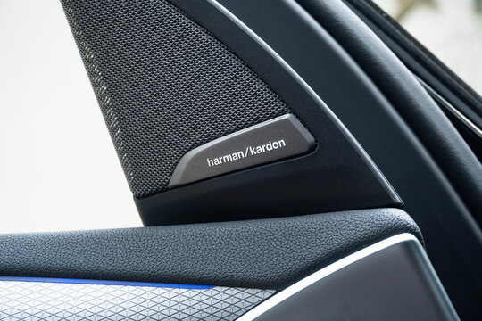Bmw x3 harman kardon door speaker close up, Luxury SUV premium audio system