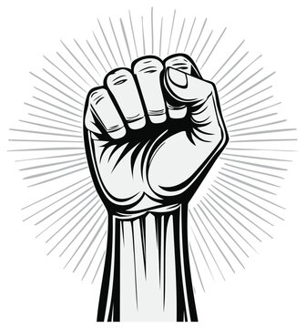 Raised fist symbol of unity solidarity and support fist pumping powerful gesture