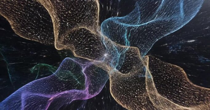 Abstract representation of vibrant energy waves colliding in a cosmic space environment