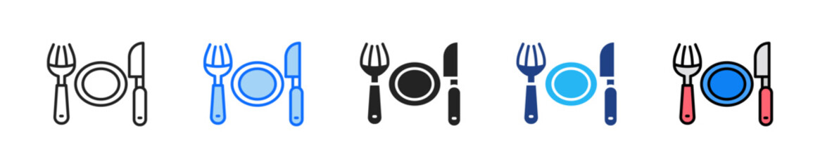 Naklejka premium Dinner Plate Icon Set Multiple Style Collection