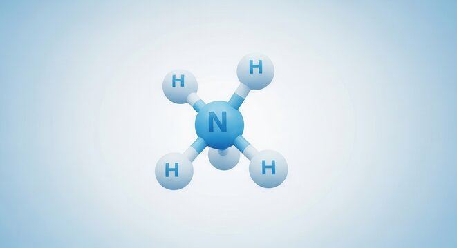 Visual representation of an ammonium ion chemical structure illustrating molecular bonding in a