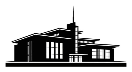 Obraz premium Modern Building Silhouette, Contemporary Architecture Design