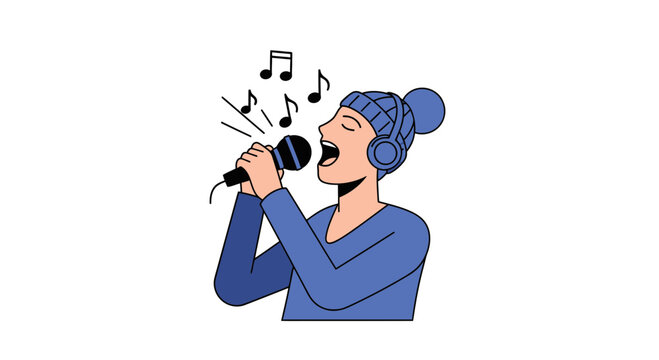 Woman singing into a microphone 2.