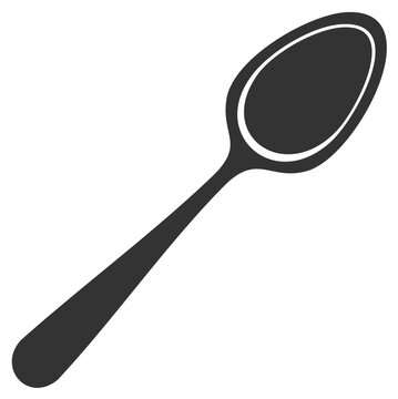 Simple silhouette of a dark gray spoon with a clean oval bowl and long handle