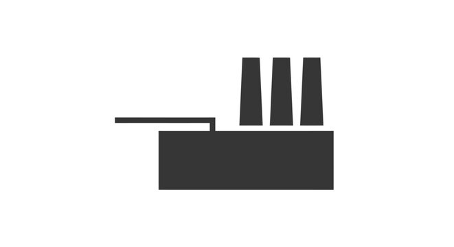 Industrial factory smokestack pipe silhouette icon.
