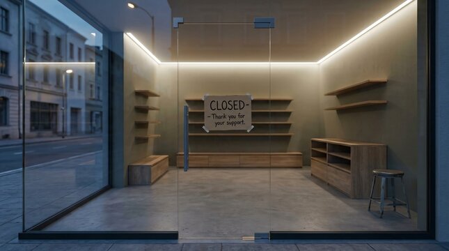 Small business closing down empty shop concept