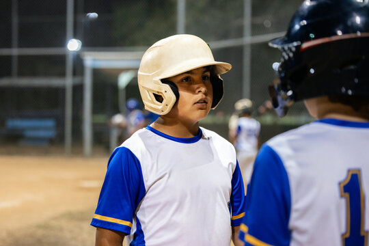 Batter and catcher talking during a baseball practice