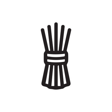 Simple Black and White Icon of a Tied Bundle of Sticks or Grain Stalks