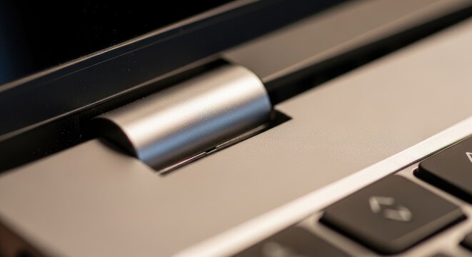 Close-up of Laptop Hinge and Keyboard.
