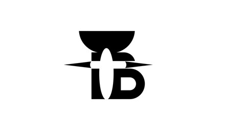 Abstract graphic design element stylized letter b with geometric lines © ikk