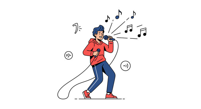 Young man singing into microphone 3.