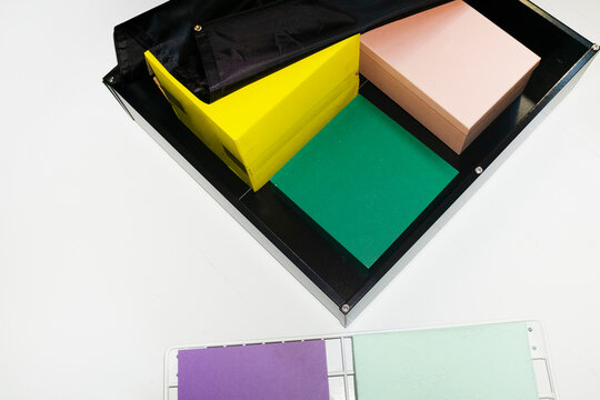 Colourful different size mockup boxes with space for text or design 