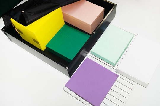 Colourful different size mockup boxes with space for text or design 