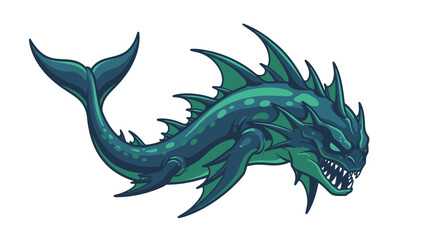 Fototapeta premium Mythical sea creature with sharp teeth.