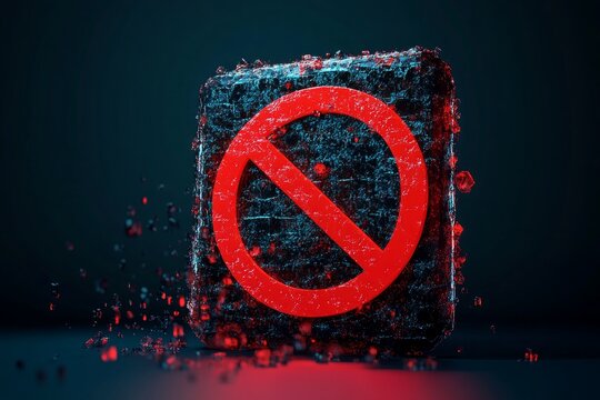 Sensitive content warning sign on 3d censored restricted background