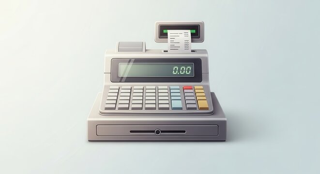 Sleek digital cash register system for modern retail transactions with electronic receipt printing