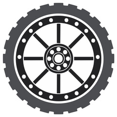 Obraz premium Illustrated off-road car tire design with round rim and spoke pattern for auto and automotive projects