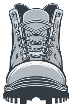 Stylized Illustration of a High-Top Hiking Boot with Laces